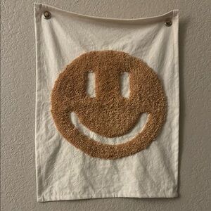 Urban outfitters Smiley Face Wall Art in Cream and Tan
